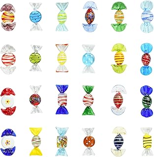 Glass Ornaments for Home Party Decor, Vintage Candy, 24 Pcs | Handmade Ornament for Christmas Tree, Wedding Festival Decorations Gifts