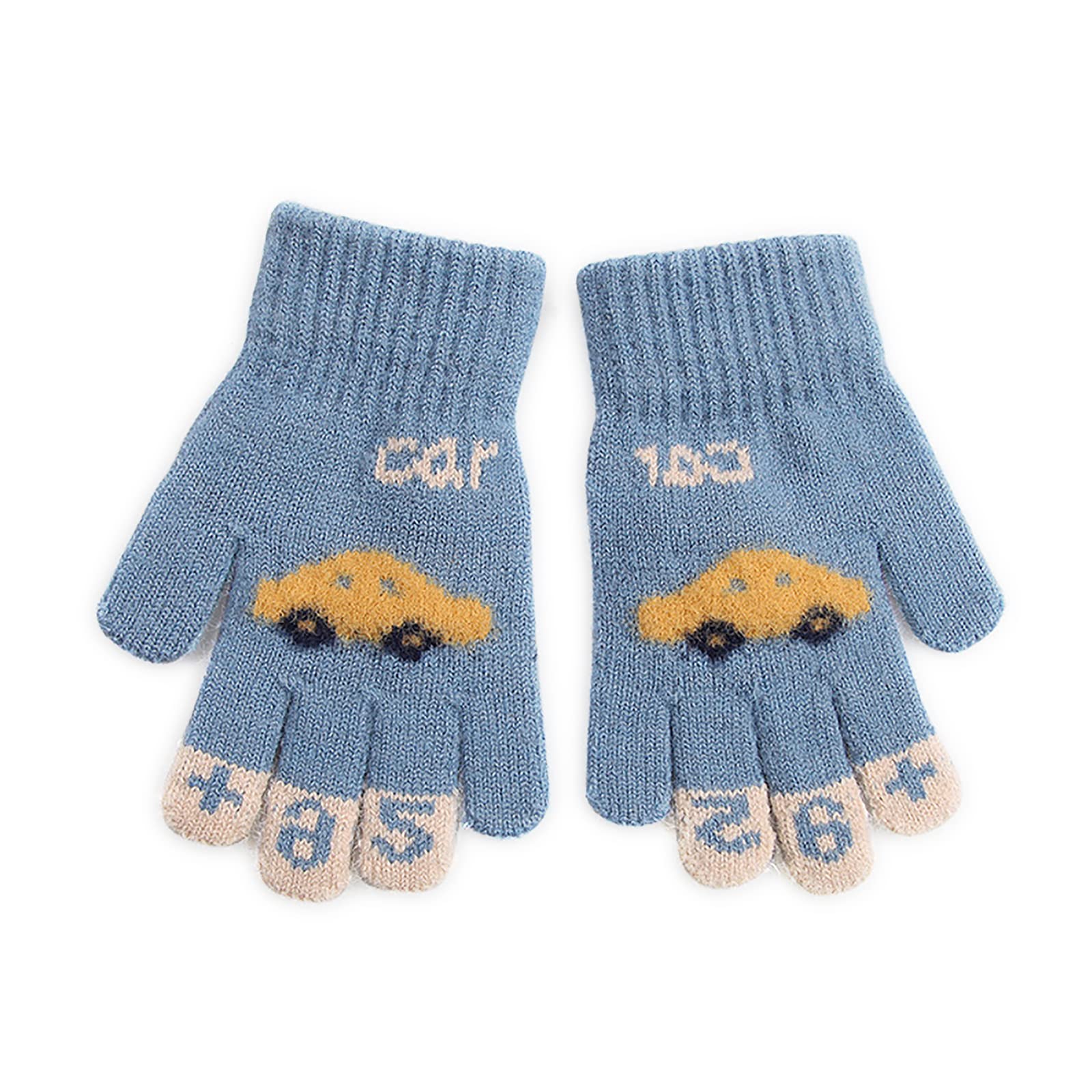 Kid's Winter Gloves, Winter Warm Magic Stretch Knitted Gloves, Full Fingers Winter Knitted Mittens for Boys Girls 5-10 Years