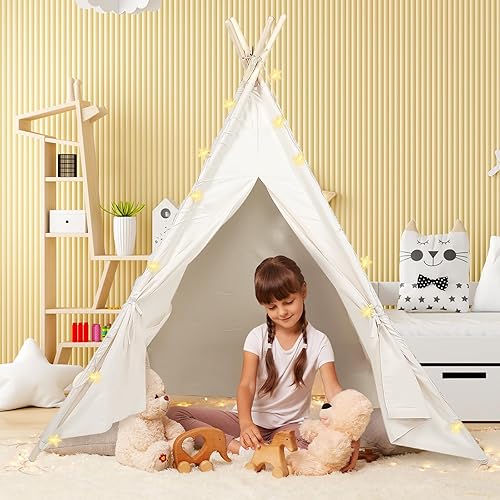 Miniatura 7 de Midoook - Tienda de campaña tipi para niños, tienda de campaña tipi para niños y niñas, tienda de campaña de lona para niños, tienda de campaña Tipi
