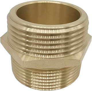 RosyOcean 1-1/2" NPT Male x 1-1/2" NST (NH) Male, Brass Hexagonal Nipple Fitting, Fire Equipment Hexagonal Nipple Fire Hose Adapter