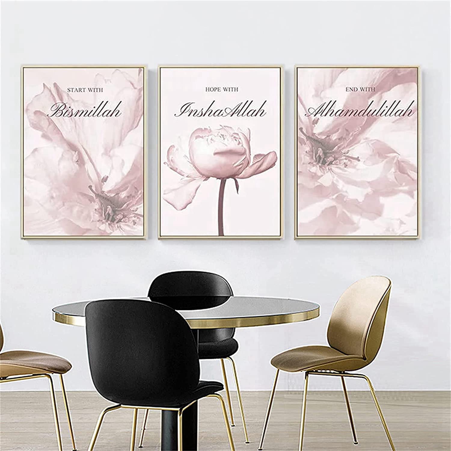 Islamic Art Wall Pictures - Muslim Wall Art - Modern Frameless Wall Art for Living Room (30 x 40 cm x 3), pictures-1, 30x40cm*3 - Image 4