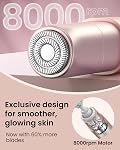 Facial Hair Remover for Women, Painless Electric Face Shaver with 2 Replacement Heads, Rechargeable & Portable Face Razor, Removes Peach Fuzz on Upper Lip, Chin & Face, Smooth Skin Gift for Women