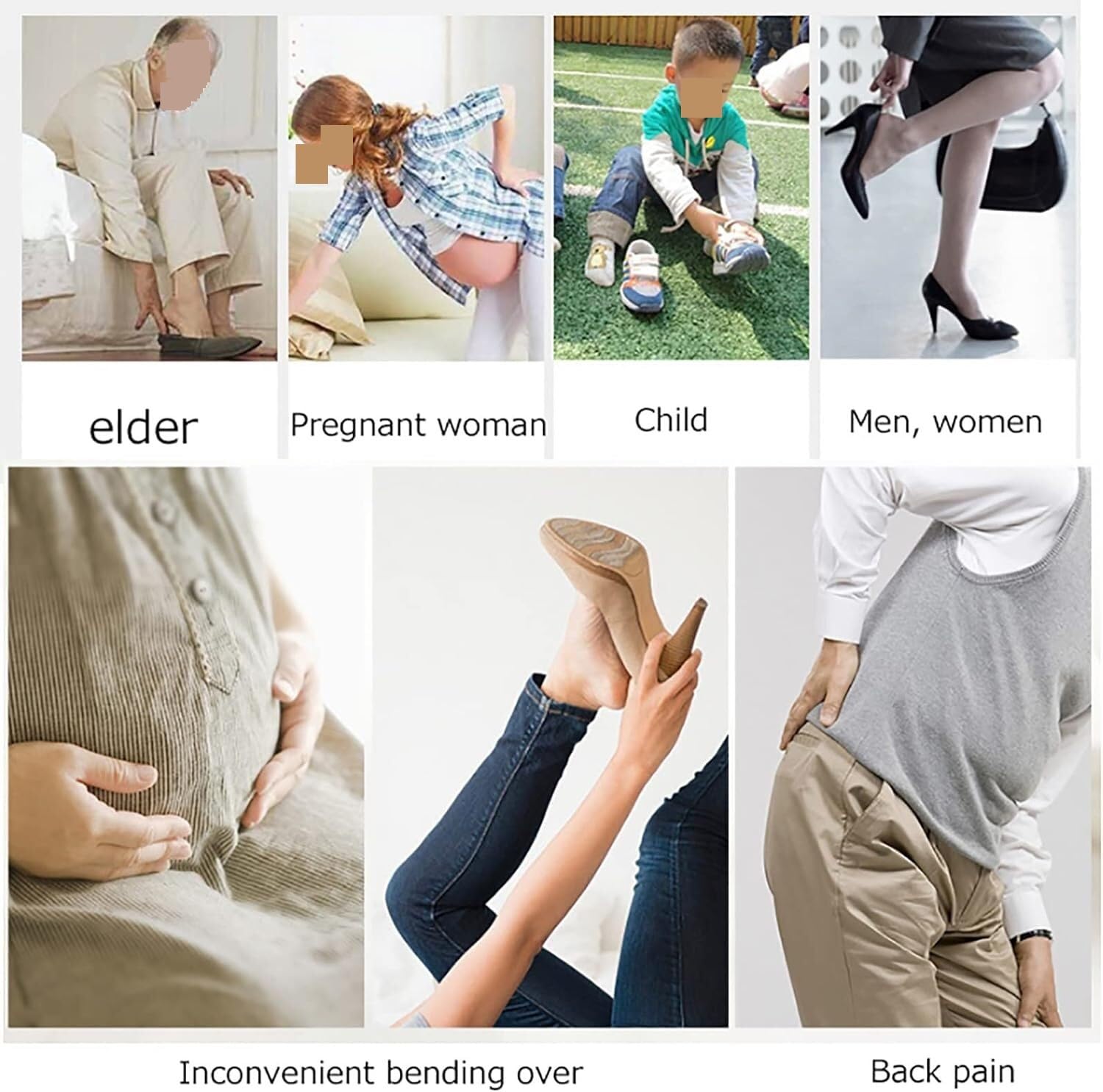 Inicio Herramientas ProfesionalCalzador de madera, Ayuda for vestir zapatos, for hombres, mujeres, personas mayores, mujeres embarazadas, 2 piezas