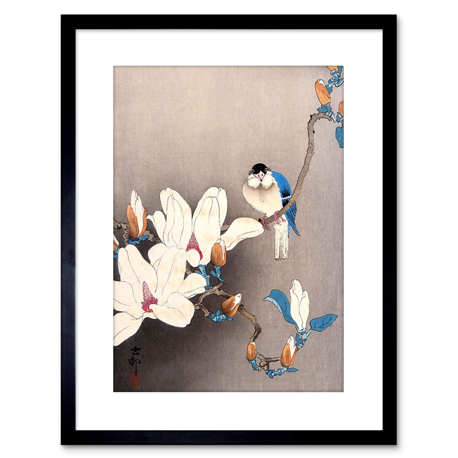 Wee Blue Coo Painting Japan Ohara Koson Bird Flower Framed Wall Art Print