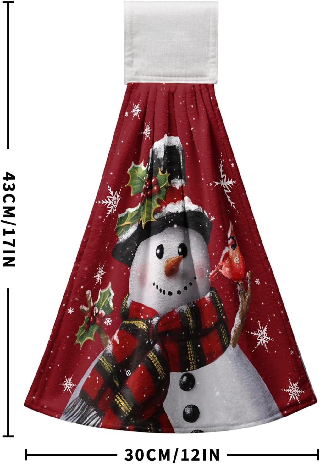 Snowman Xmas Hanging Kitchen Towels Winter Holiday Dish Towel with Hanging Loops Christma Hand Tie Towels Soft Absorbent for Bathroom Home Tabletop Decor 12x17 Inch Set of 2 - Image 6