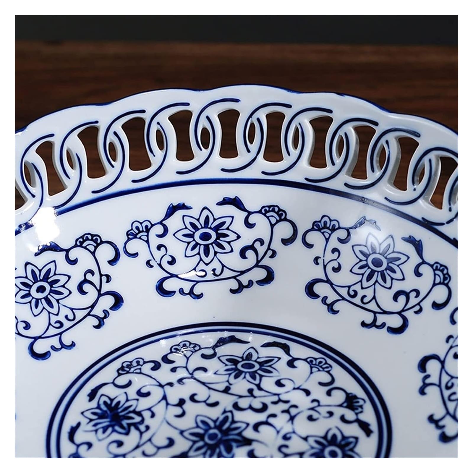 Corbeille à Fruits Chinoise rétro Creuse en céramique, Assiette à Fruits, Salon, Maison, Rond, Porcelaine, Bol à Bonbons décoratif, Corbeille à Fruits, Rangement de Bureau