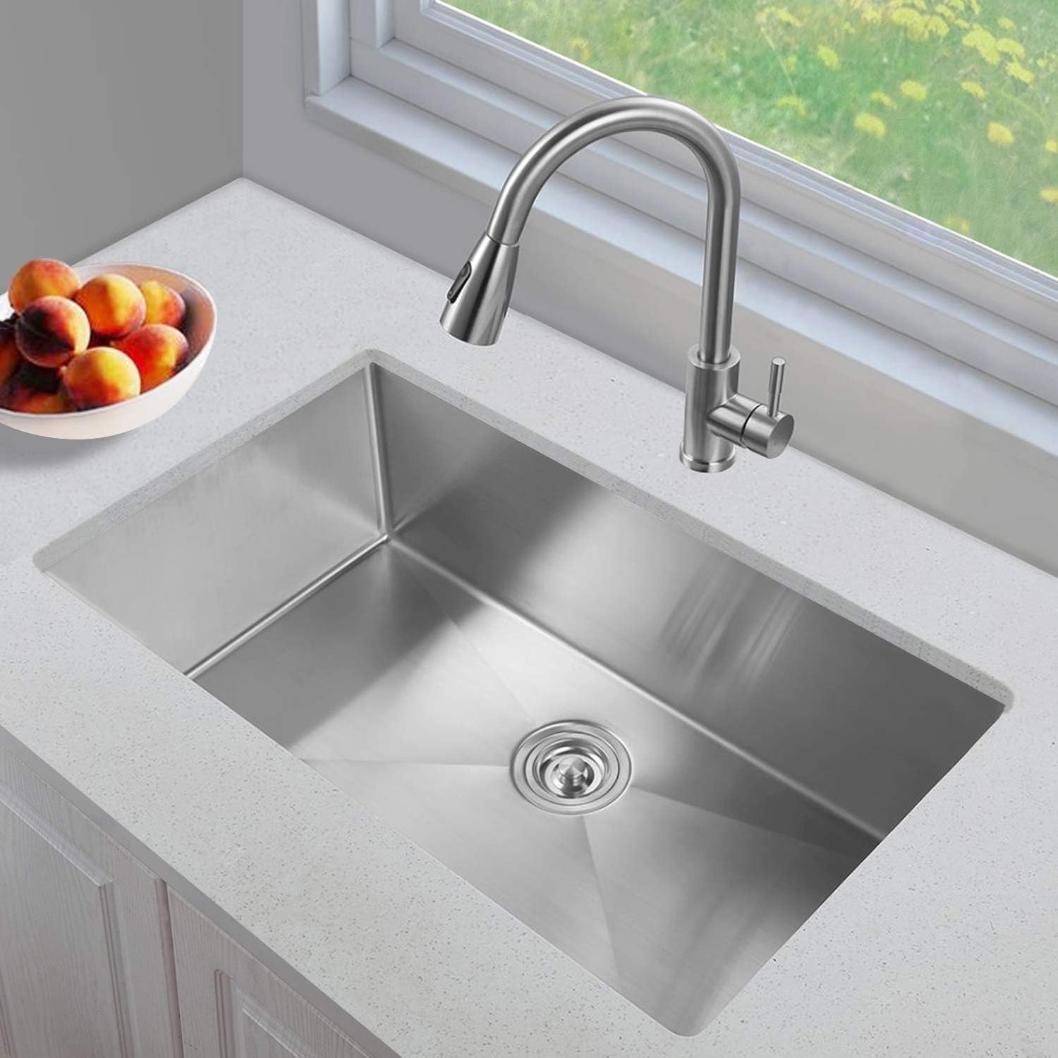 Review Discount TopCraft Kitchen Sink Undermount Kitchen Sink Stainless Steel Sink Single Bowl Kitchen Sinks Bar Sink with Strainer & Bottom Grid,32 Inch