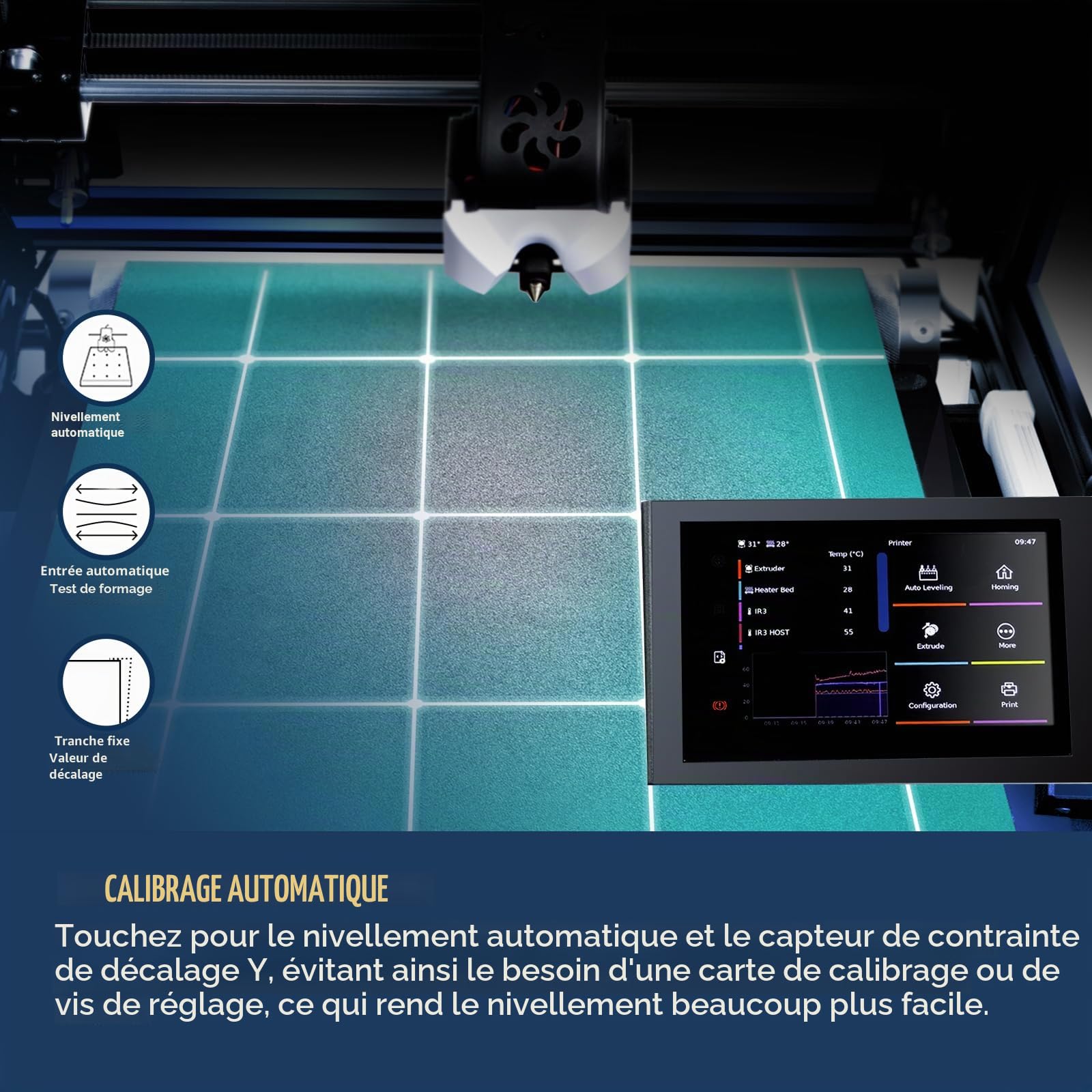 IdeaFormer Imprimante 3D IR3 V2 avec convoyeur, 250×250×∞mm Ceinture Infini Z Métal Machines à écrire 3D Longue, Empilage et Grand Modèle, Max 400mm/s