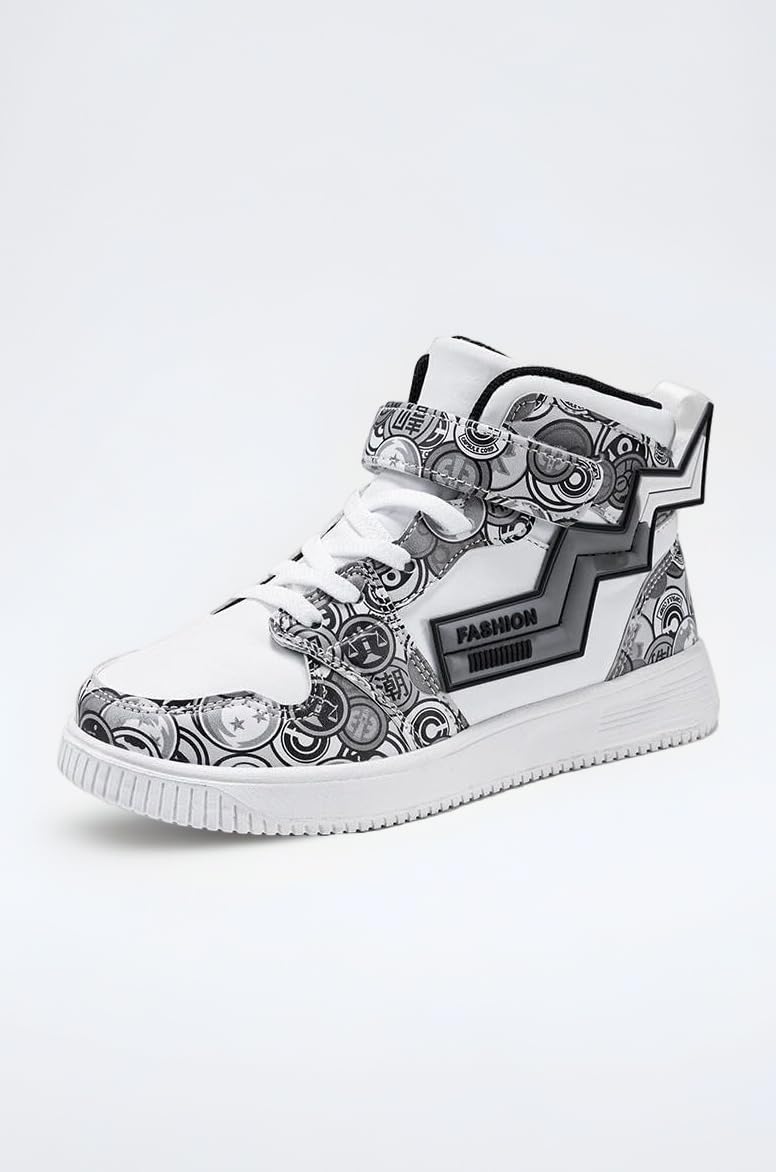 Men's Light Weight High Top Platform Fashion Synthetic Leather Sneakers | Sports, Crazy Casual Shoes for Mens | Ankle Lace-Up Footwear for Men or Boys