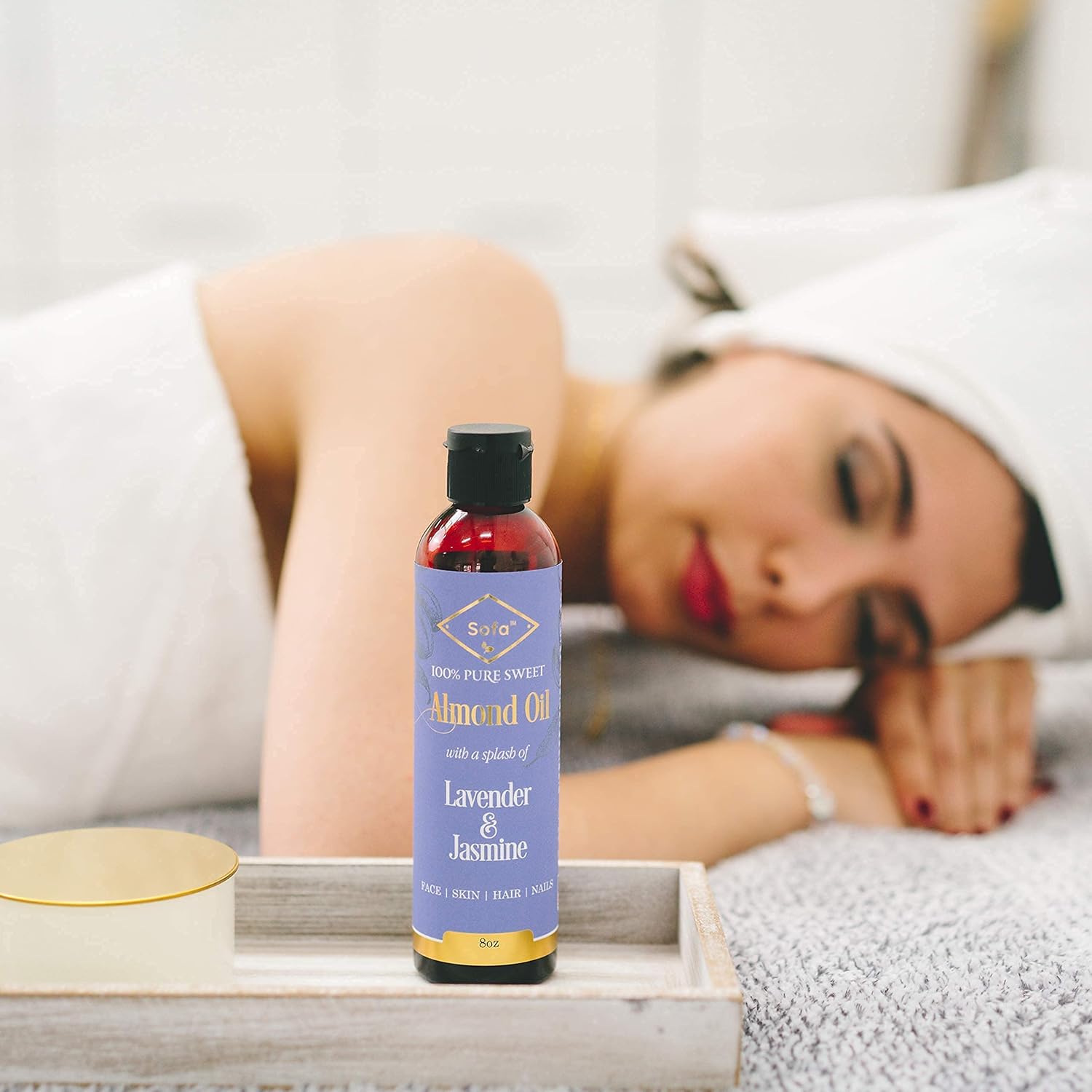 Almond Oil for Skin | Body Oil for Women Blend w/Lavender & Jasmine Essential Oils for Dry Skin | 8 Oz| Face & Body Moisturizer | Premium Ingredients| Massage Oil for Men & Women : Beauty & Personal Care