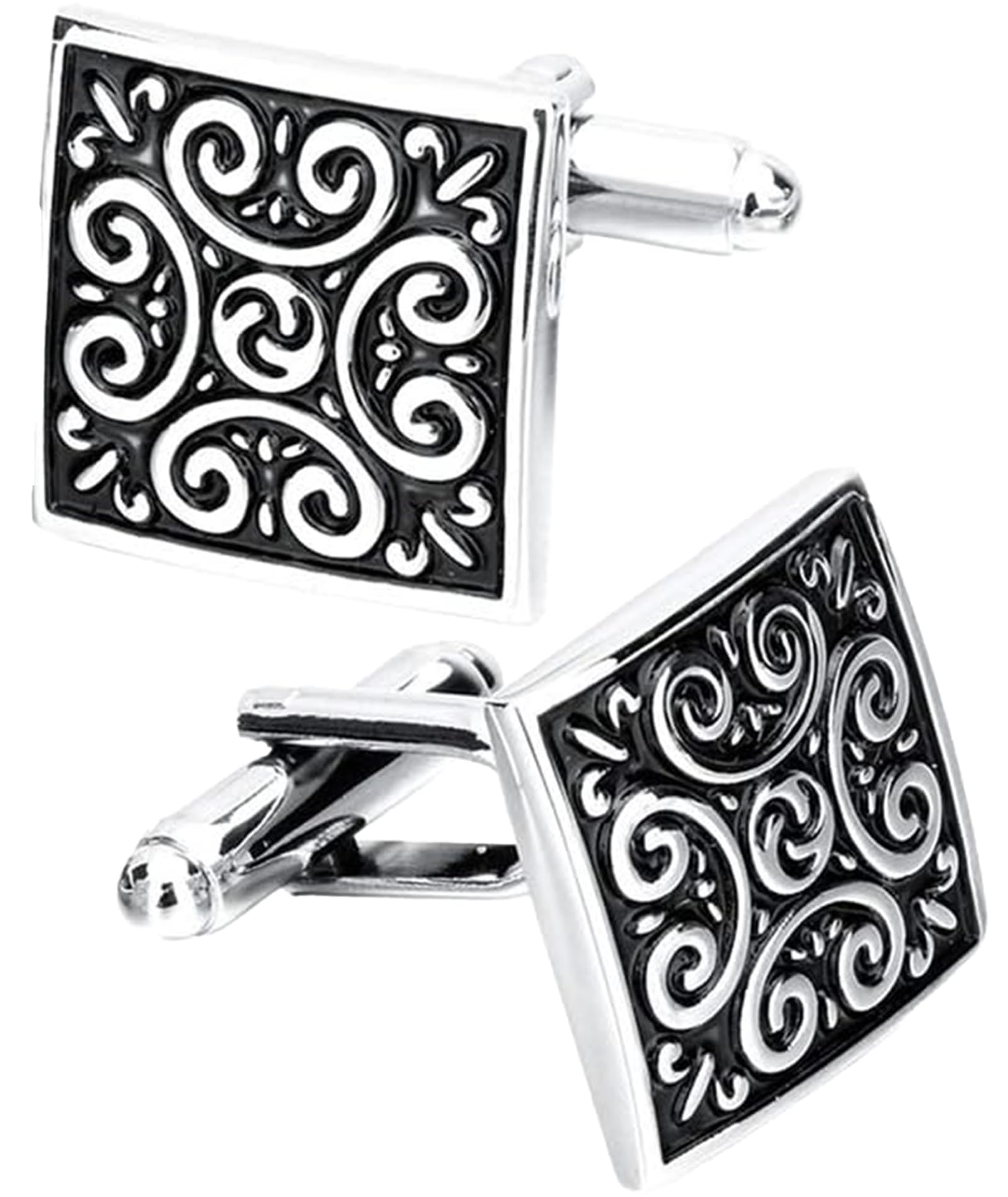 2PCS Cufflinks for Men Formal, Square Roman Pattern Cuff Links Set, Cuff Links for Men, Elegant Accessories for Wedding Business Casual Events, Suitable for Daily Matching-image-12