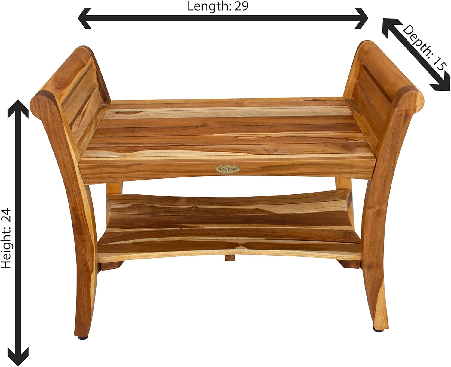 EcoDecors Symnnetry Shower Bench with SnazzyCorner Seat Bench with Shelf