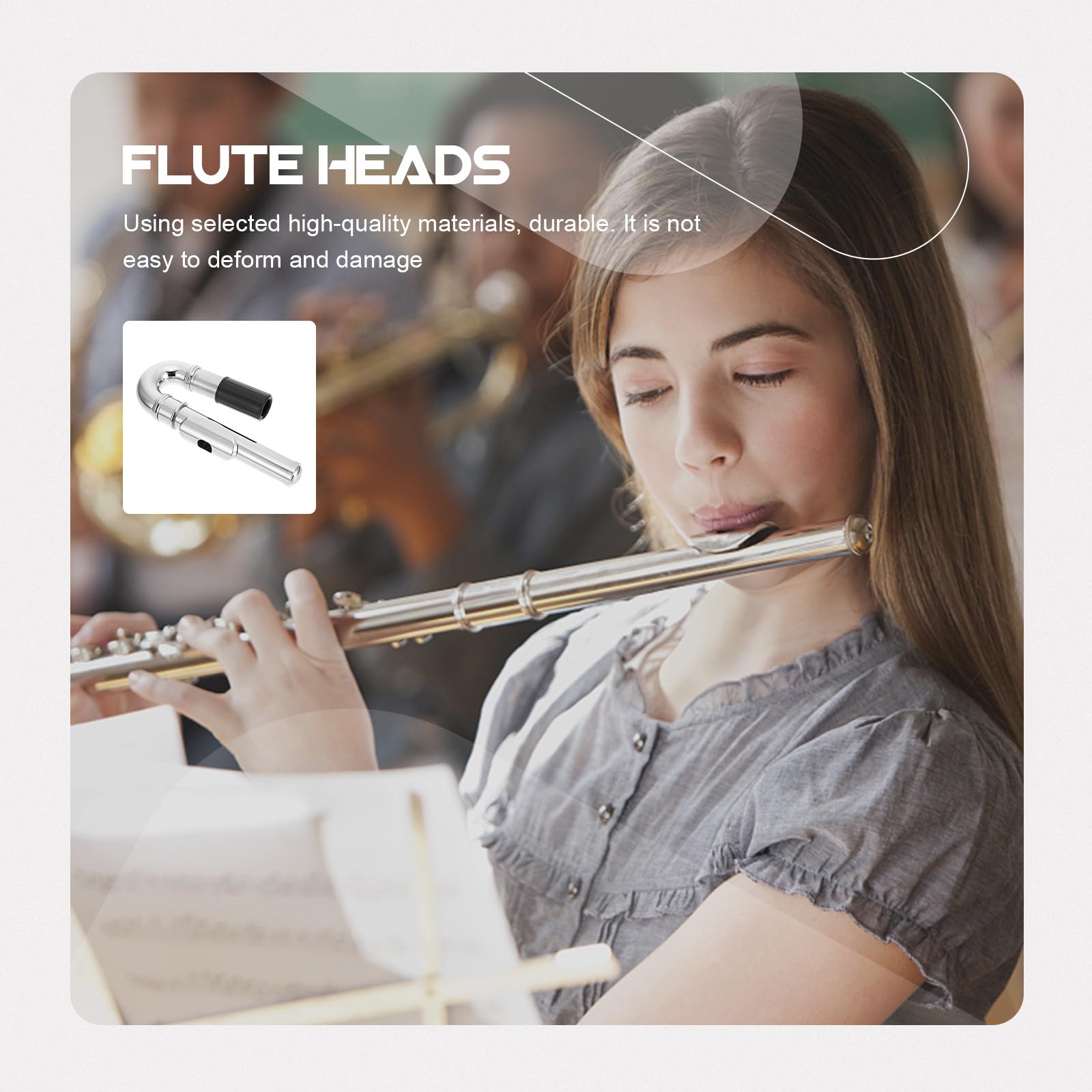 Cabezal de Flauta Travesera de Repuesto en Plata Niquelada y Plateada Alta Durabilidad y Acabado Fino para Accesorios de Instrumentos Musicales