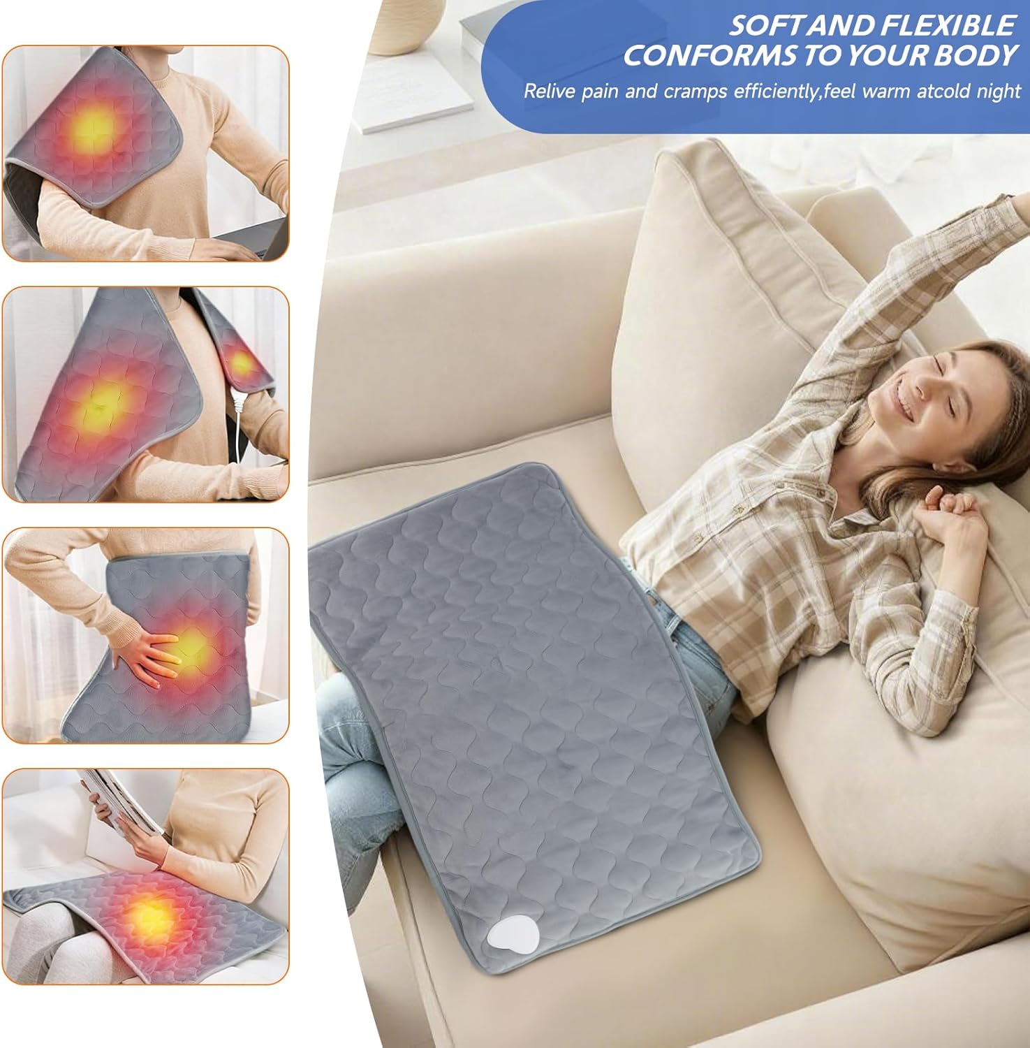 Heating Pad for Back Neck Shoulder Pain, Electric Heating Pad Auto Shut Off, Fast Heat, Large Heating Pad Gifts for Women Men, Machine Washable, Overheat Protection-19.7" x 35.4"