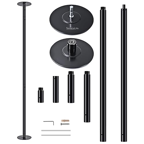 SereneLife Professional Upgrade Spinning Dance Pole - Portable & Removable Stripper Fitness Pole - Black