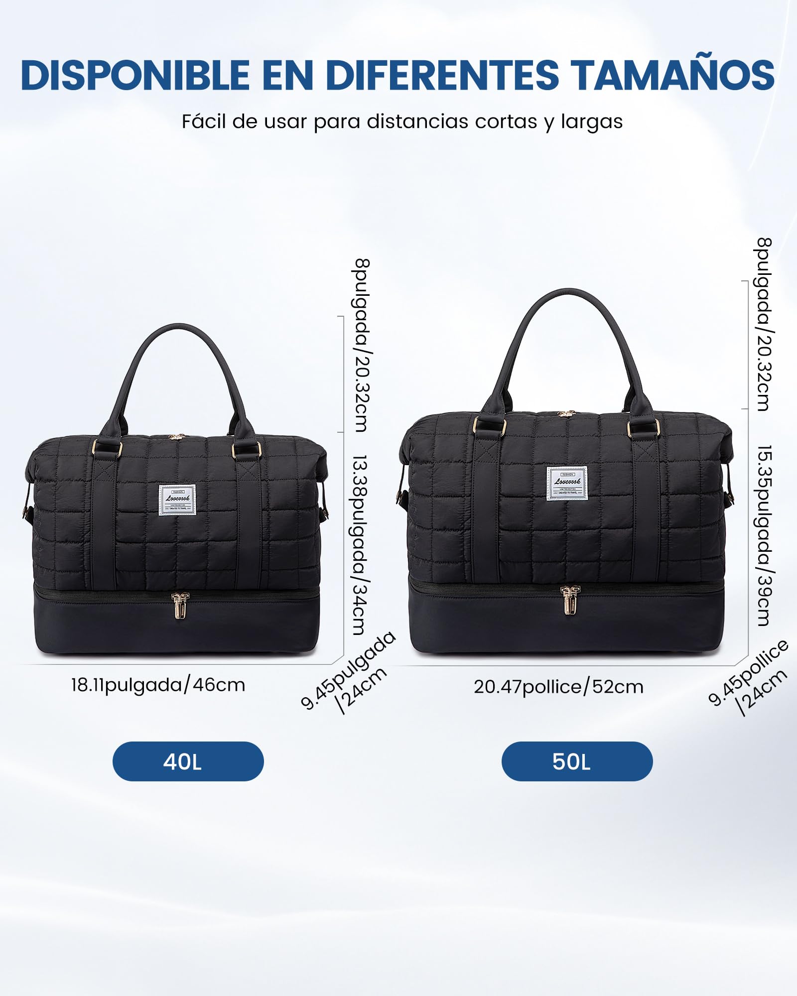 LOVEVOOK Grande Bolsa de Viaje Mujer con Compartimento para Zapatos, Bolso Viaje Maternidad Hospital, Bolsa Fin de Semana Mujer Bolsas Gimnasio Deporte Travel Gym Bag