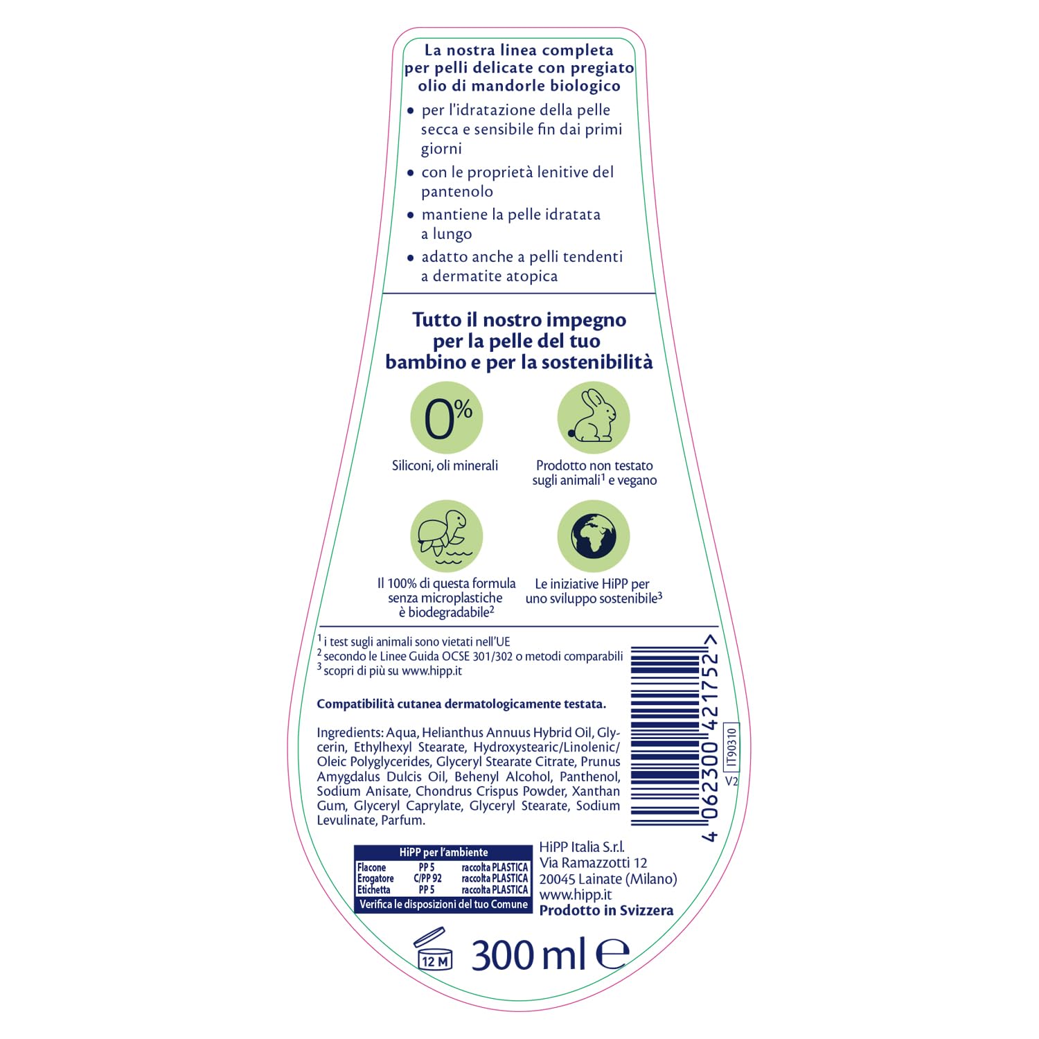 HiPP Latte Nutriente per Bambini 300 ml con Olio di Mandorle Bio e Pantenolo