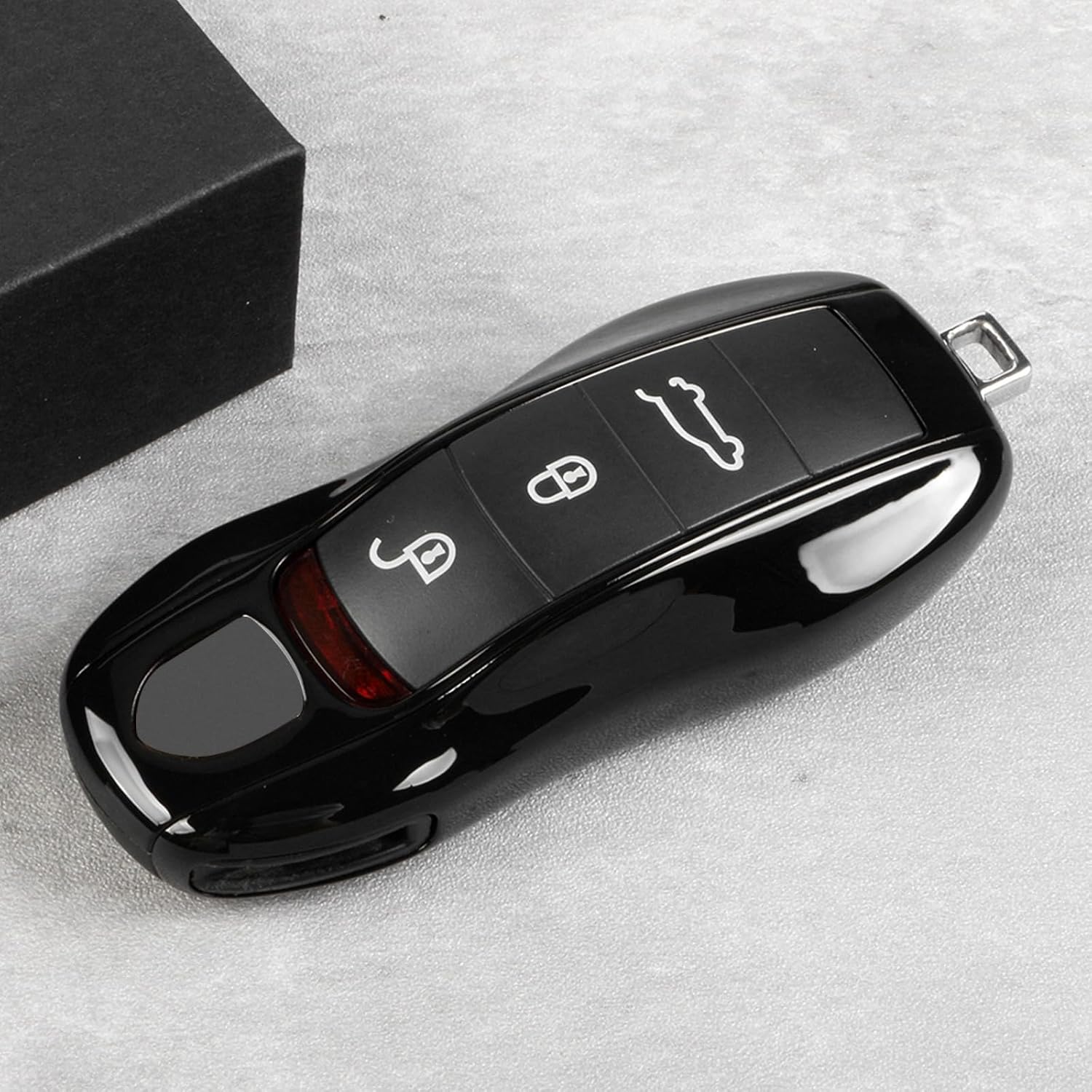 Piano Black Key Fob Cover Compatible with Porsche Key Shell Key Fob Shell Replacement Compatible with Porsche Cayenne Panamera 911 718 Macan Boxster Cayman Old Style - Image 3