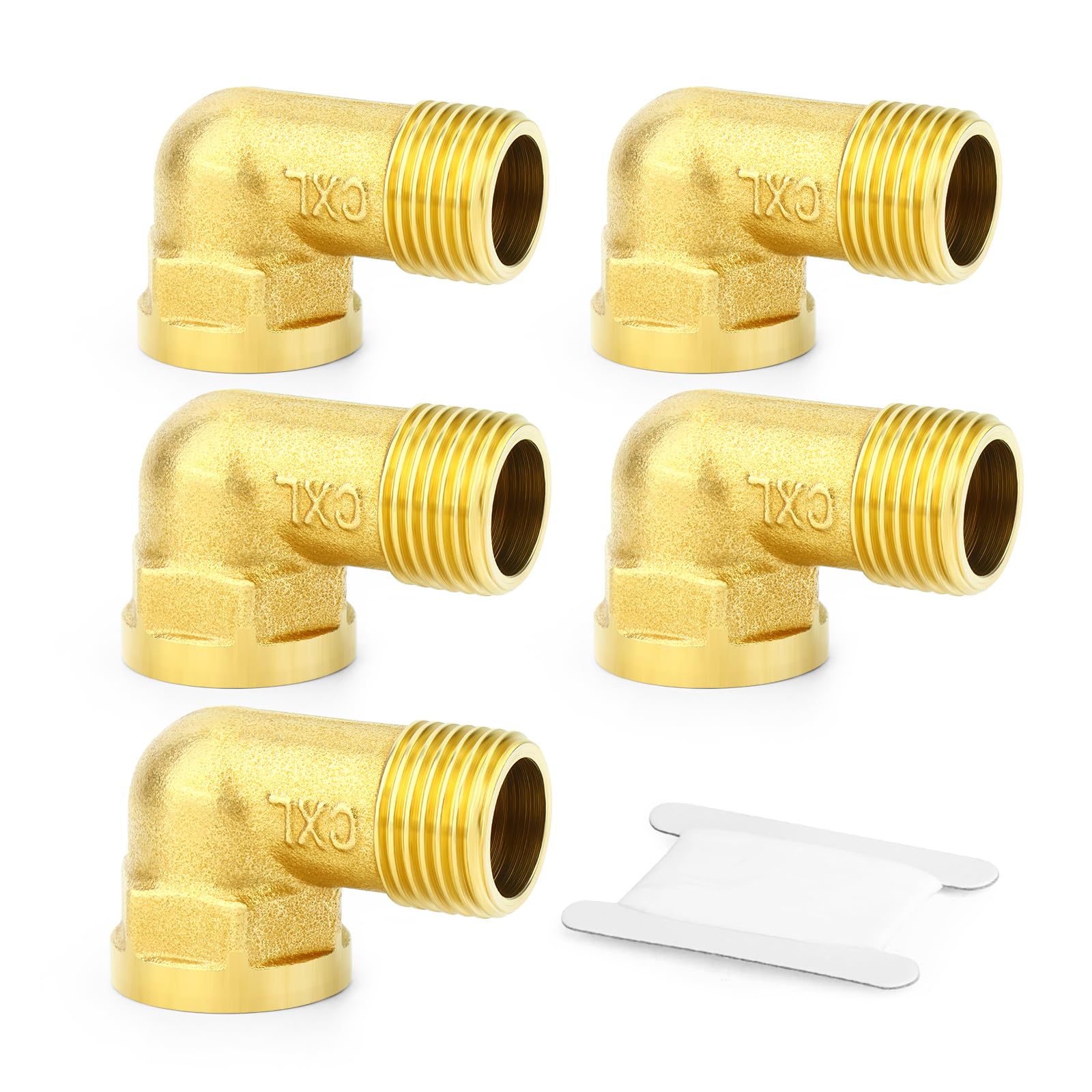 TAISHER 5 Pcs 90 Degree Barstock Street Elbow, 1/2 Inch BSP Male Pipe to 1/2 Inch BSP Female Brass Pipe Fitting, for Water Oill Air Gas