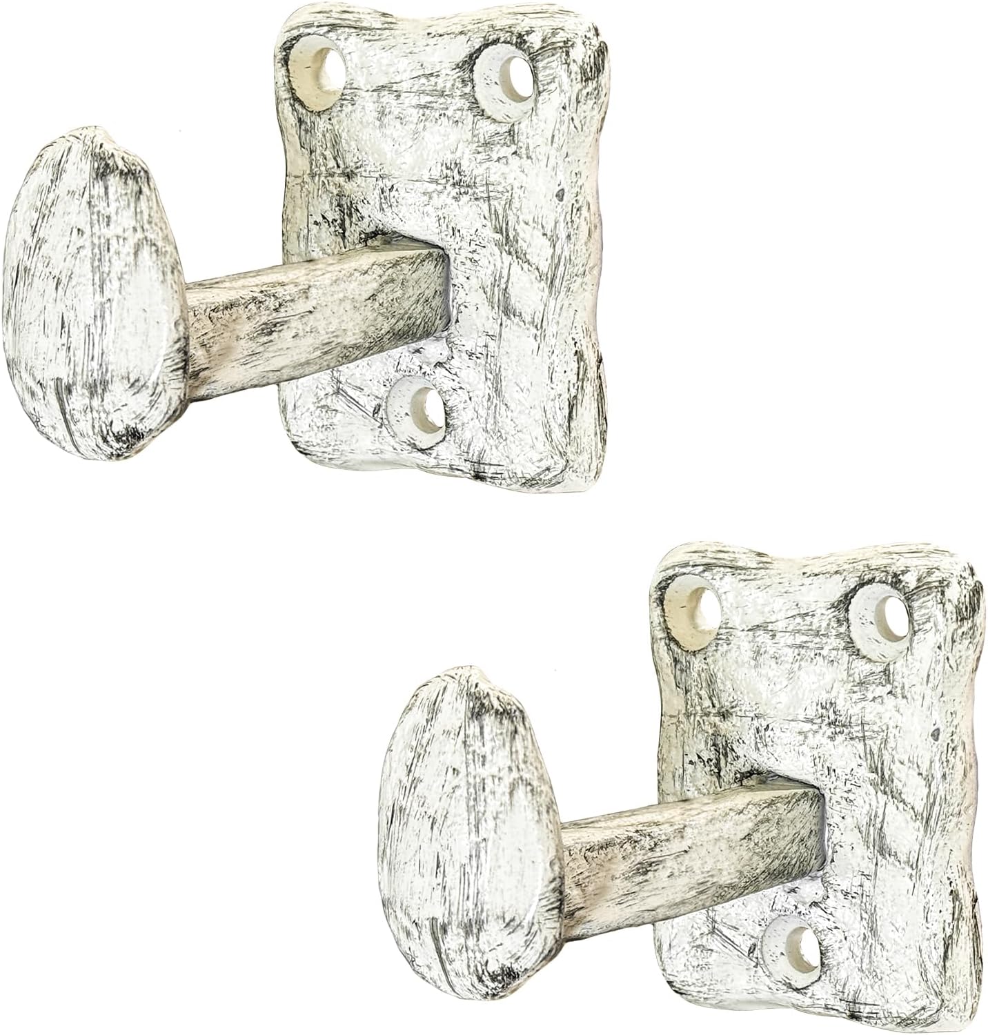 Rustic Cast Iron Hooks Antique Wrought Iron Railroad Spike Wall Hook Heavy Duty Wall Mount Forged Hanger for Coat Bag Towel Tools Bedroom Kitchen Farmhouse Outdoor Home, 2 Pack, White