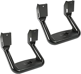 Side Step Compatible with 1967-2020 Chevrolet Toyota Ford Dodge Jeep GMC Nissan Mazda Aluminum 2 Pcs Side Step for Pickups & Trucks Black