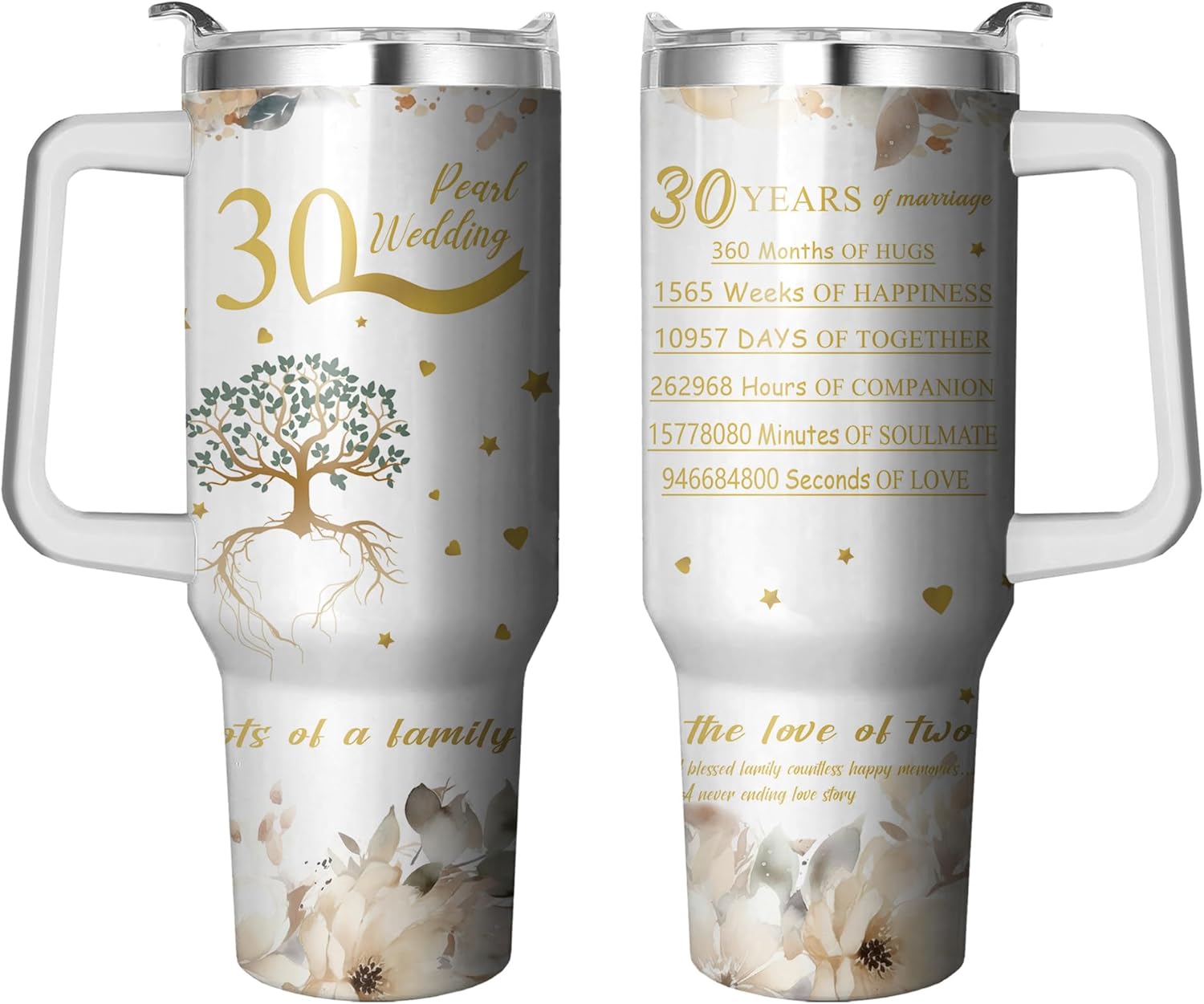 Happy 30th Anniversary Wedding Gifts 40 Oz Tumbler for Men Women, 30 Year Anniversary Wedding Gift Stainless Steel Insulated Cup, 30th Anniversary Marriage Gifts for Couple Wife Husband Parents