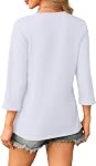 WIHOLL 3/4 Longueur Manches Blousons Femmes Robe Casual V Cou Tops de base Vêtements tendance 2026 Chemises d'occasion