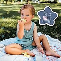 Vista 10 de Elli&Nooli Silicone Baby Utensils Set - 2 Count, Yellow - Star-Shaped Choke Guards for Constructive Eating - Spoon & Fork for Self Feeding