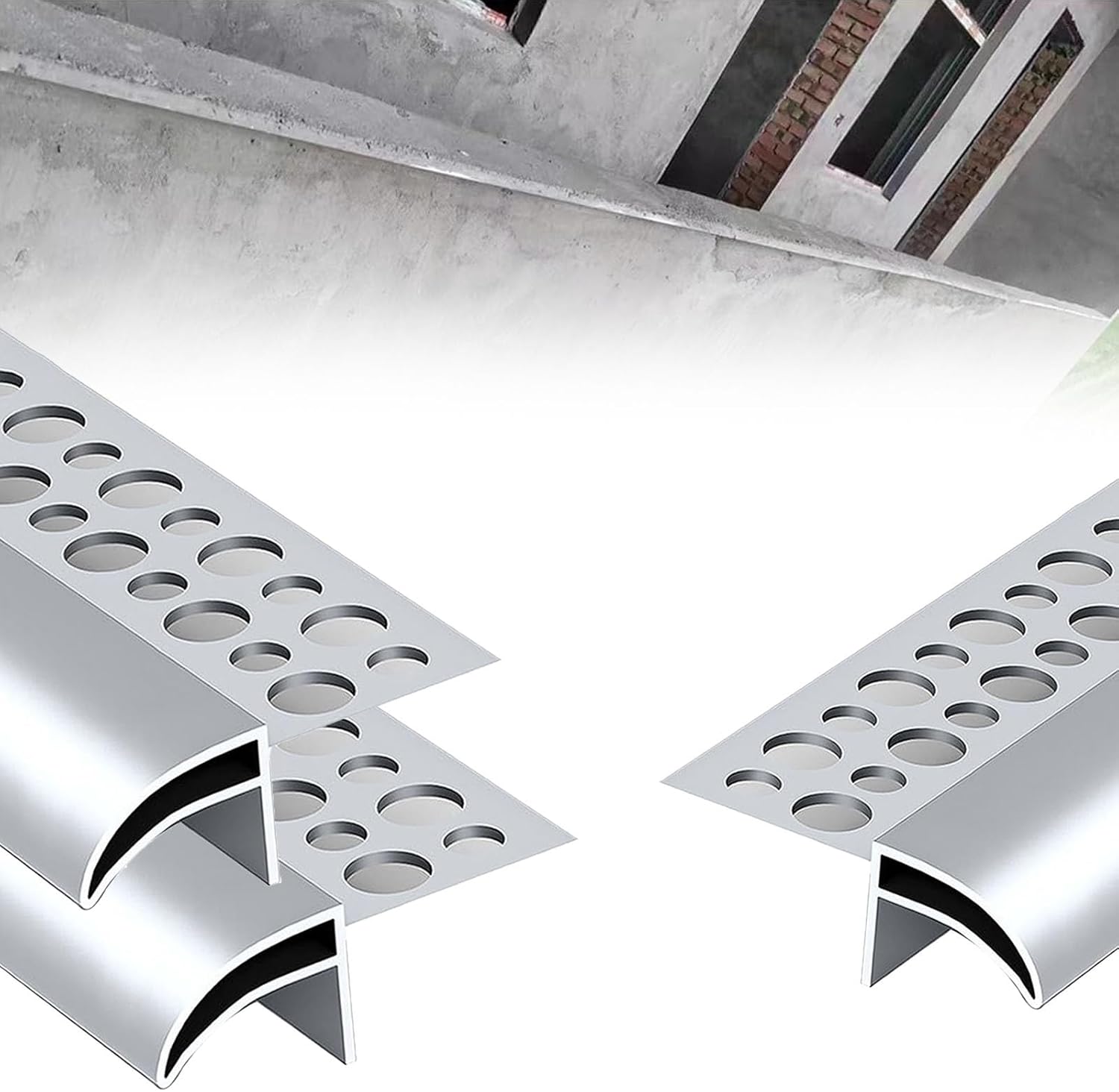 Eagle's Beak Drip Strip for Gutters, Aluminum Eaves Drip Line for Exterior Wall, Waterproof Window Nosing Gutters Molding Trim, Prevents Rain Backflow(L 36IN W 0.8IN)