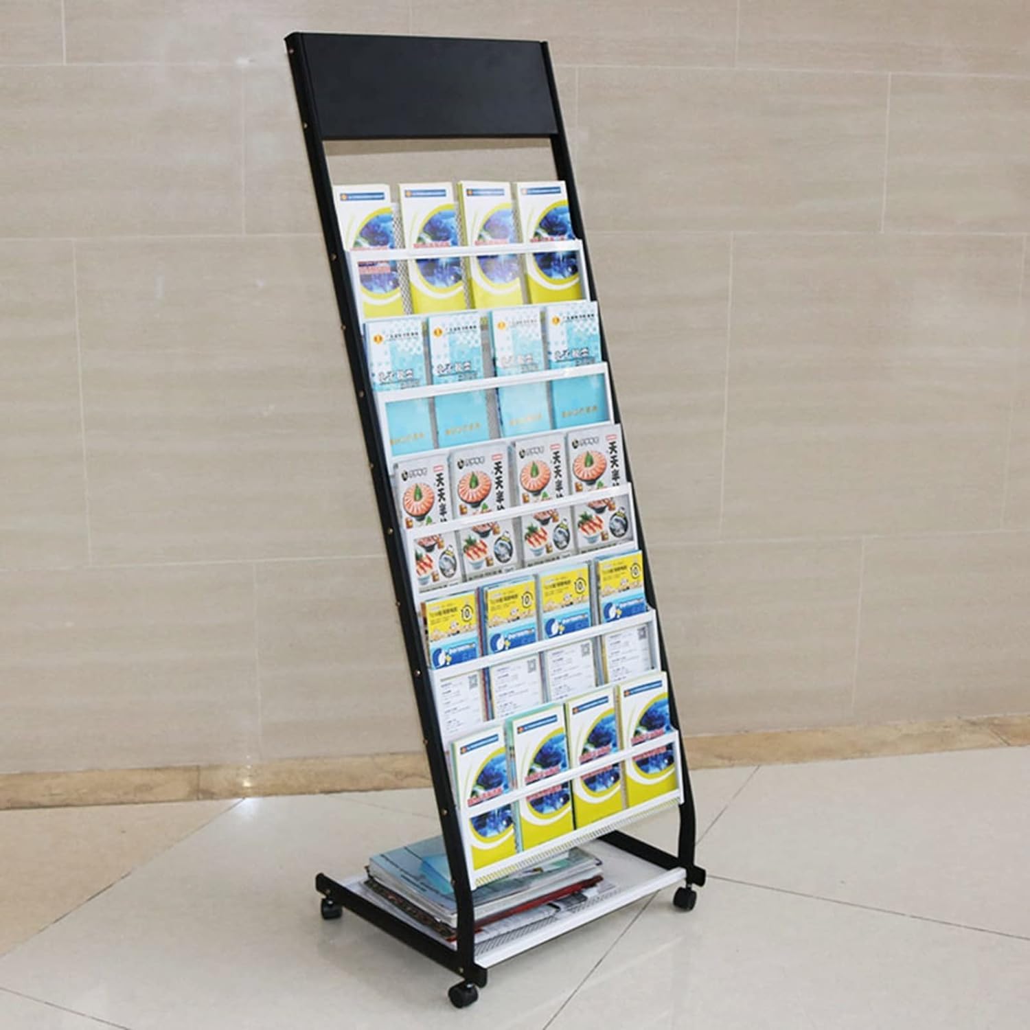 Revistero grande MekUk soporte de metal para folletos estante de pie para discos