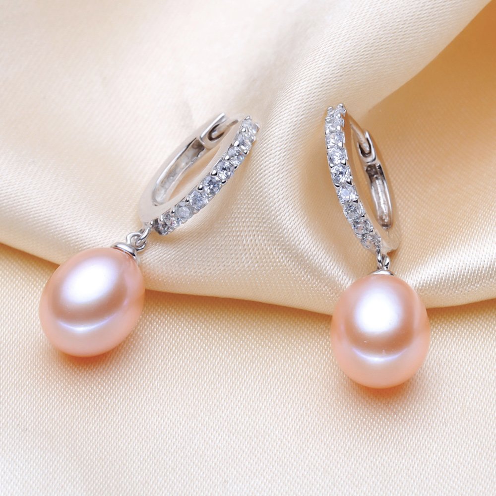 Kim Johanson Damen Perlen Schmuckset *Susi* aus 925 Sterling Silber mit echten Rosa Süßwasser Perlen Halskette & Ohrringe inkl. Schmuckbeutel