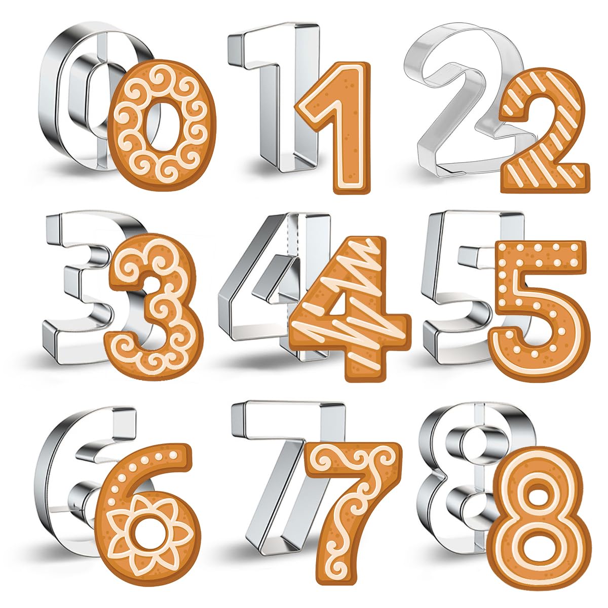 Tagliapasta Numerico - 0 1 2 3 4 5 6 7 8 9 Tagliapasta - Stampo Per Biscotti Classico E Divertente Per Una Cottura Creativa - Italia - Foto 8