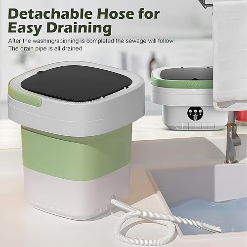 Miniatura 6 de Lavadora portátil de 16 litros con cesta giratoria, 3 modos de lavado, temporizador de limpieza profunda, lavadora compacta plegable, mini lavadora,