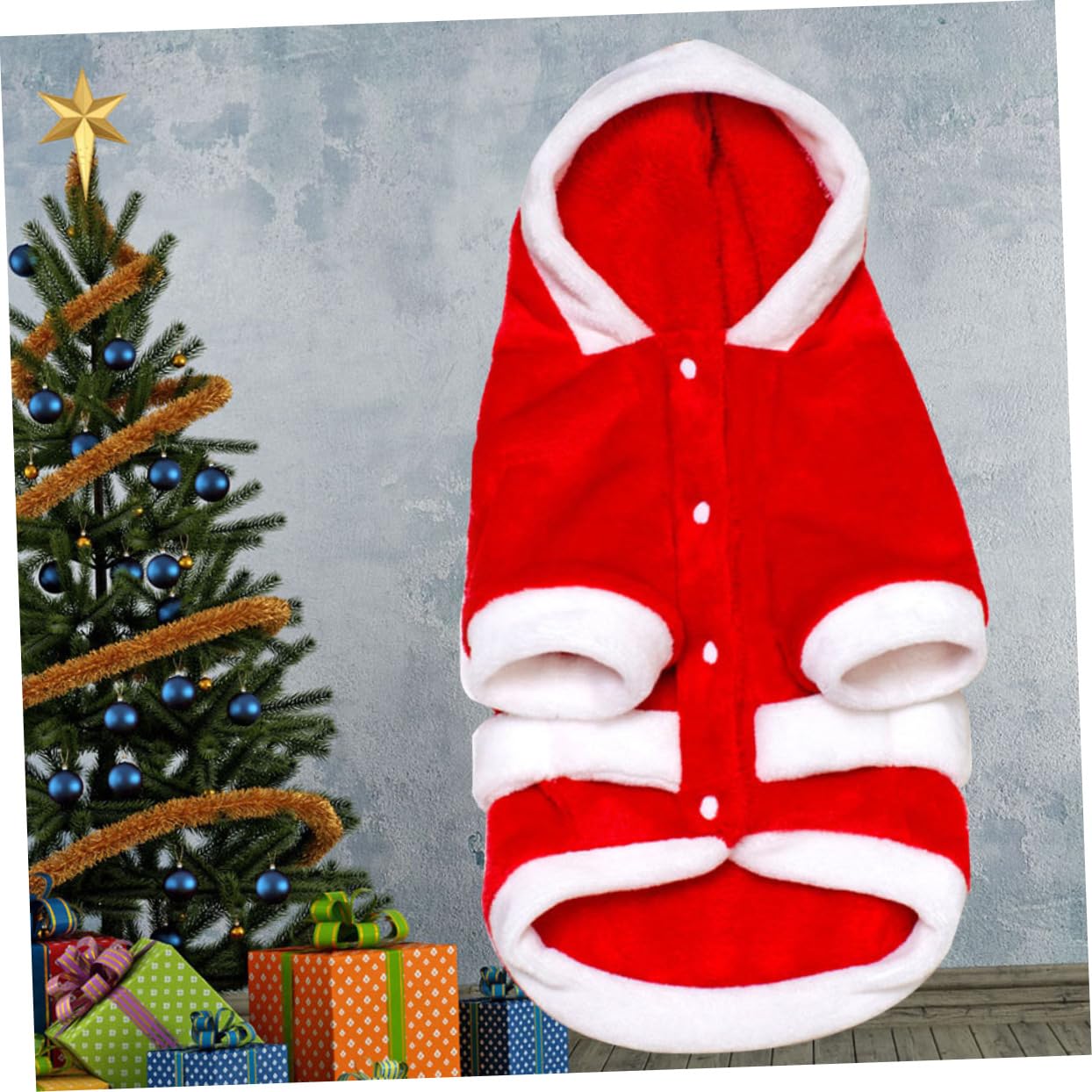 HMJGDHX 3 Pezzi Cappotto Natalizio in Flanella per Cani Abbigliamento Invernale Caldo con Cappuccio per Animali Domestici per Cani Vestito da Festa di Natale