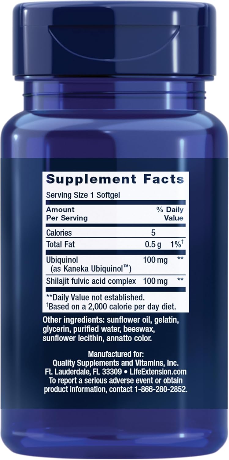 Life Extension Super Ubiquinol CoQ10 with Enhanced Mitochondrial Support, Potent Heart Health & Cellular Energy Production Support, Ultra-absorbable, Gluten-Free, Non-GMO, 100 mg, 60 softgels - Image 2