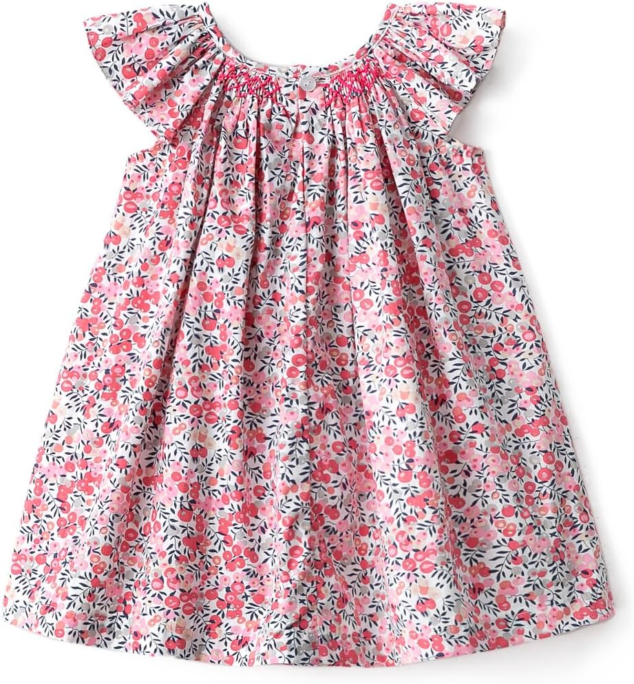 Simplee kids Baby Girl Smocked Dress Summer Casual Short Sleeve Dresses Floral Print Sundress Princess Dress for Toddlers
