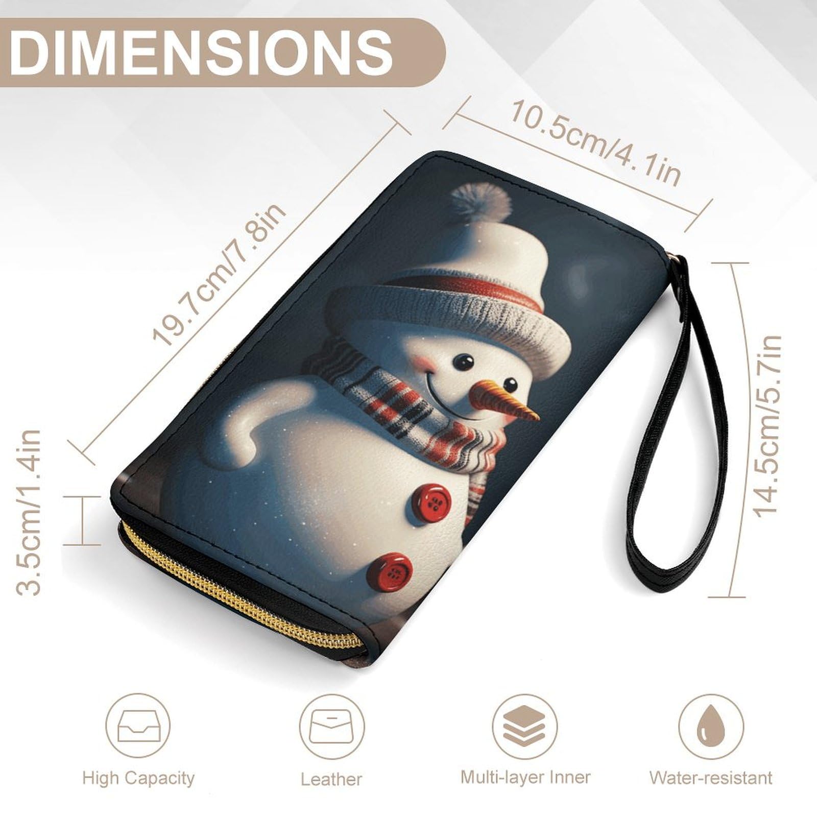 QMNLKH Stylish And Durable Two Cute Snowmen Printed Leather Wallet: A Must-have Storage Bag for The Holidays, Suitable for Storing ID Cards, Various Cards And Change