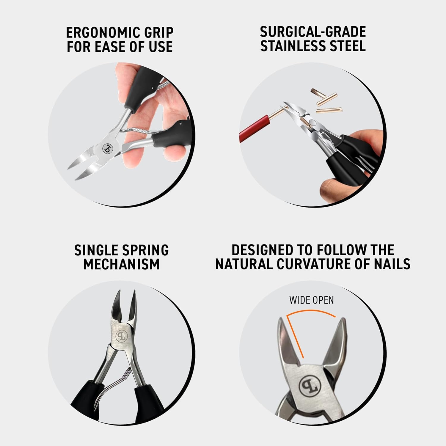 Nail Clipper Set for Thick Toenails - 5-Piece Professional Kit with Angled Head for Seniors, Ingrown Toenail Tools, German Steel, Leather Case - PIUS LANG