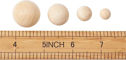 Miniatura 7 de Craftdady 90 bolas de madera redondas naturales sin terminar, bolas de madera dura sin terminar, esferas de madera decorativas, sin agujero, para