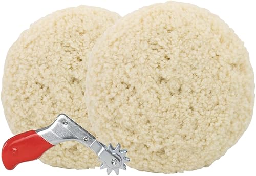 Miniatura 1 de Almohadilla de pulido de lana  Almohadilla de pulido de lana pura de 6 pulgadas con gancho y bucle para automóvil, motocicleta y muebles, pulidora