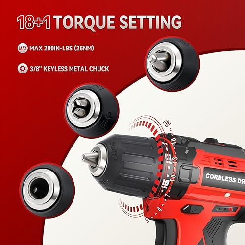 Miniatura 3 de Kit de taladro inalámbrico, juego de taladro eléctrico de 12 V con batería de 2.0 Ah y cargador, kit de herramientas de controlador compacto,