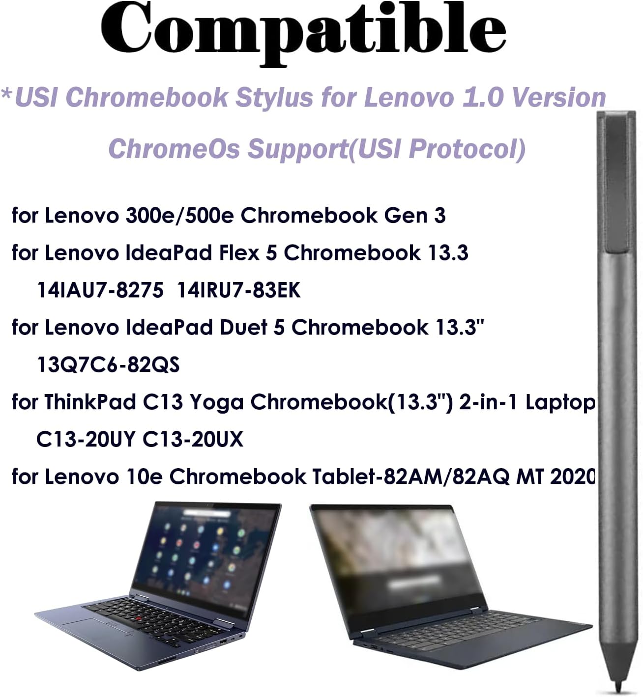 USI Stylus Pen for Lenovo USI Pen (4X80Z49662) Compatible with IdeaPad Duet 5/Flex 5 13.3'' Chromebook, Pen for Lenovo 10e/ThinkPad C13 Yoga Chromebook