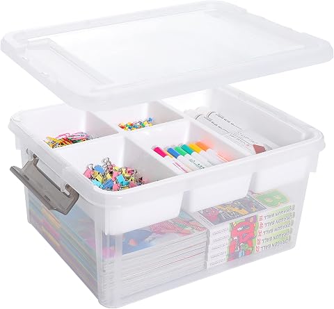 Citylife 17QT Clear Craft Organizers and Storage Box with Removable Tray