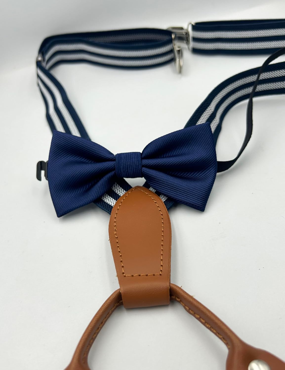 Adjustable Baby Boy Suspenders and Pre-tied Bow Tie, Kids Bowtie and Suspenders with 4 Strong Metal Clips - Image 3
