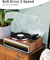 Vista 7 de Reproductor de discos de vinilo con altavoces HiFi integrados, tocadiscos Bluetooth de transmisión por correa para discos de vinilo con cartucho