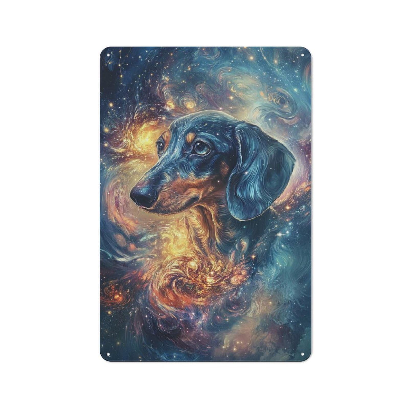 Junmoney Cosmic Dachshund Space Sausage Dog Rustic Tin Sign 30X20cm Featuring For Bar Or Restaurant, A Housewarming Gift For Bar Decor Enthusiasts