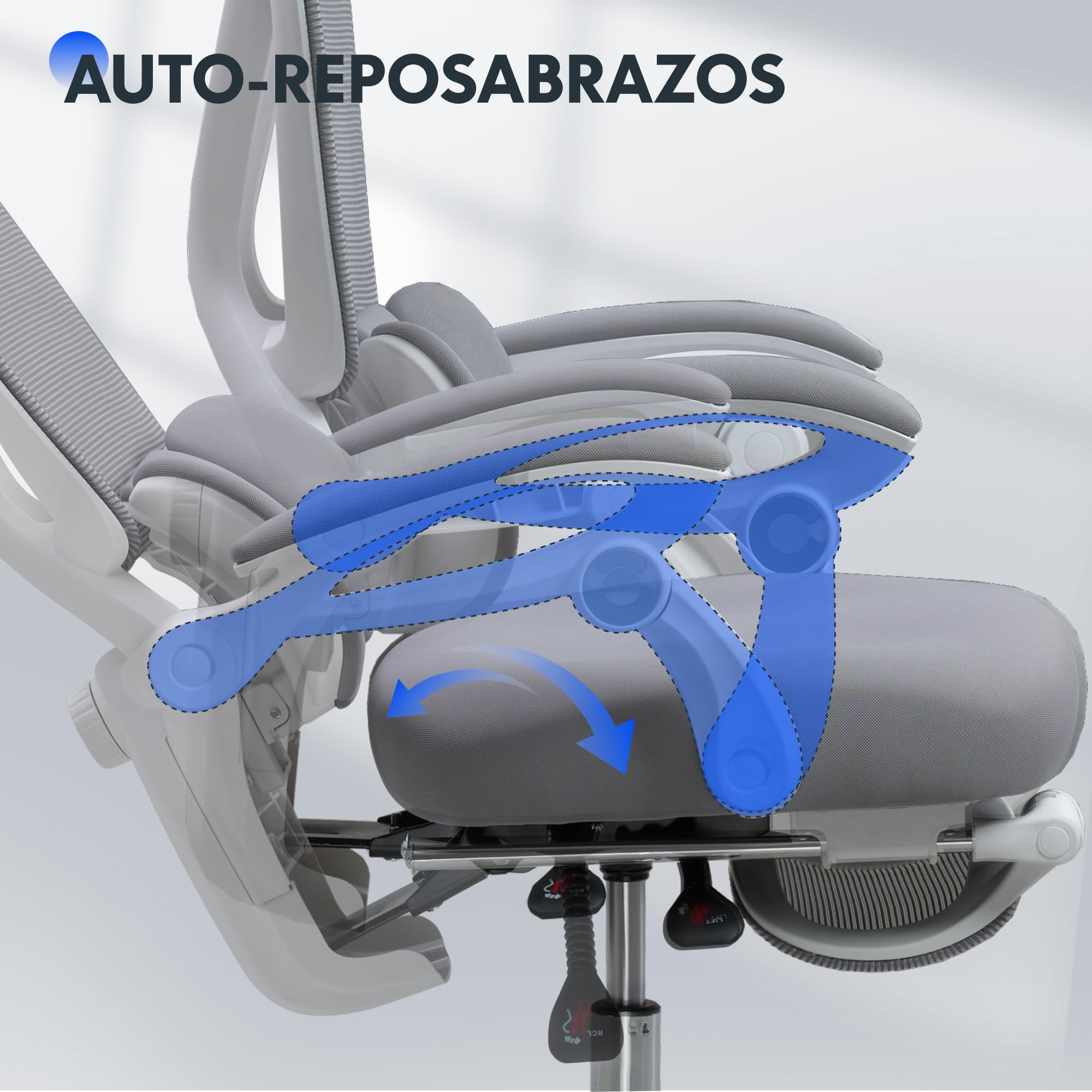 FLEXISPOT OC4 Silla Ergonomica Escritorio con Reposapiés, Silla Escritorio con Soporte Lumbar 3 Zonas, Reclinable 135°, Cojín Transpirable, Altura Ajustable, Ideal Oficina y Teletrabajo, Gris