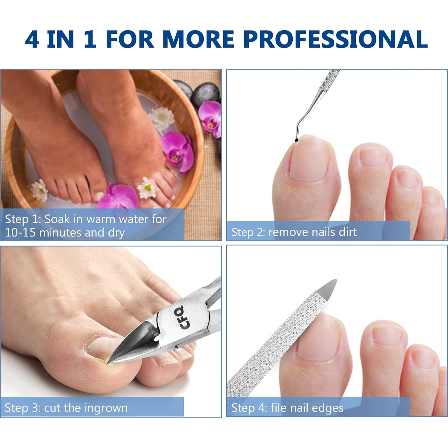 CFQ Large Nail Clippers Set, Big Toenail Fingernail Clippers for Ingrown Toenails, Stainless Steel Nail Cutter for Professional Podiatrist, Trim Thick Nails for Men, Women, The Elderly and Adults. : Beauty & Personal Care