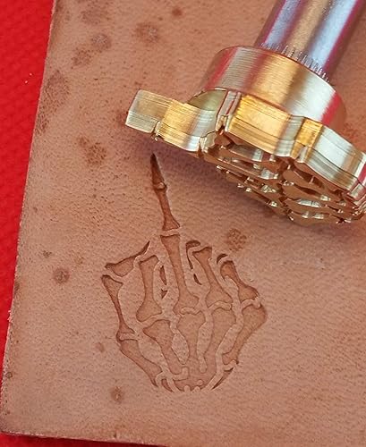 Miniatura 3 de DandS ltd Herramienta de sello de cuero de calavera, herramienta profesional de artesanía de acero para carpintería, relieve, tallado y estampado