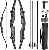 CVLIFE 62" Recurve Bow Set 30-40lb Right Hand Takedown Wooden Hunting Bow & Arrows for Adults Beginners to Advanced